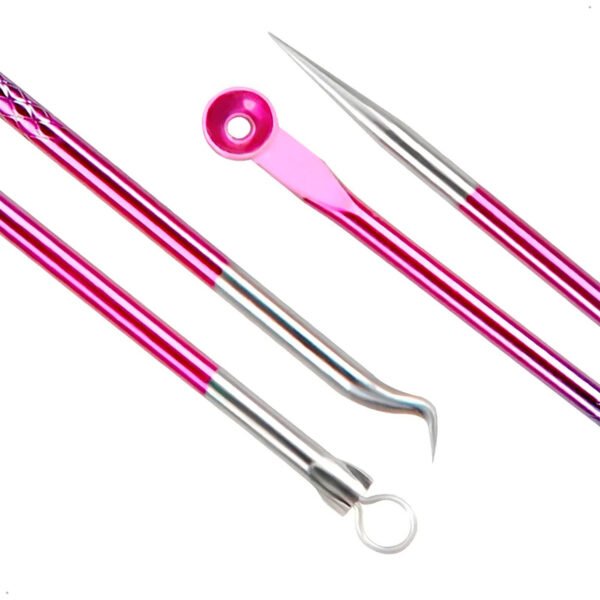 Kit Extractor De Espinillas Y Puntos Negros 4 Unidades Acero