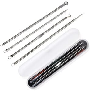 Kit Removedor Extractor Puntos Negros Espinillas 4 Piezas en Acero Inoxidable