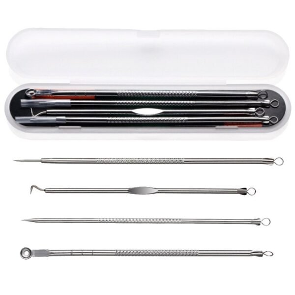 Kit Removedor Extractor Puntos Negros Espinillas 4 Piezas en Acero Inoxidable