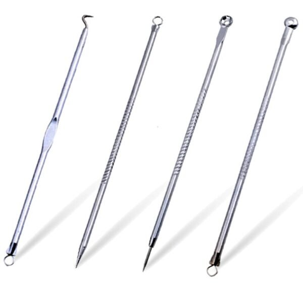 Kit Removedor Extractor Puntos Negros Espinillas 4 Piezas en Acero Inoxidable