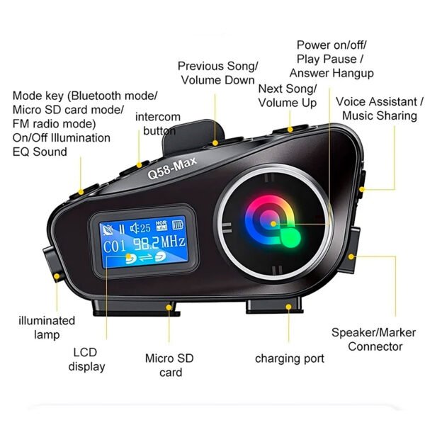 Intercomunicador Lantun Q58 Max Bluetooth Para Casco De Moto