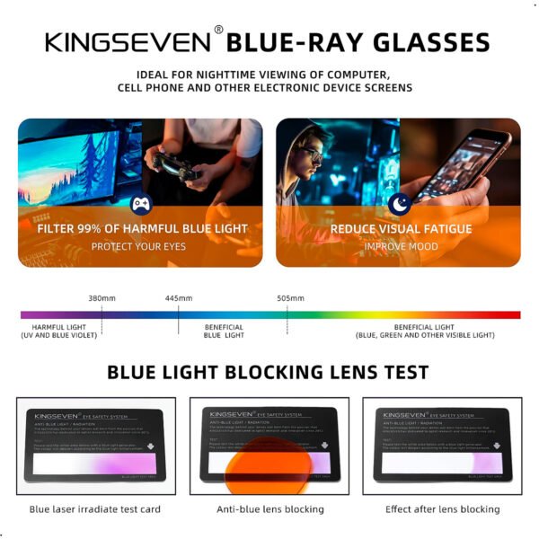 Lentes Kingseven 9201 Filtro Bloqueo Luz Azul 99% Antifatiga