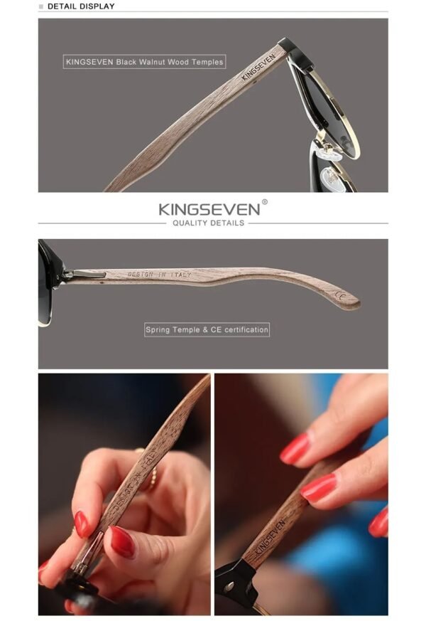 Kingseven Lente De Sol Marco Madera Nogal Polarizado Uv400