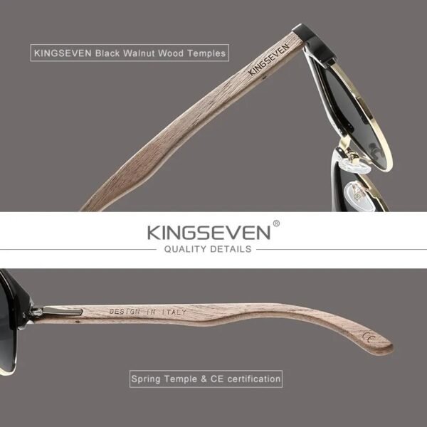 Kingseven Lente De Sol Marco Madera Nogal Polarizado Uv400