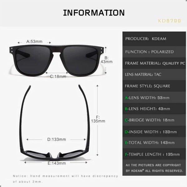 Lente De Sol Gafas Kdeam 6790 Polarizado Uv 400