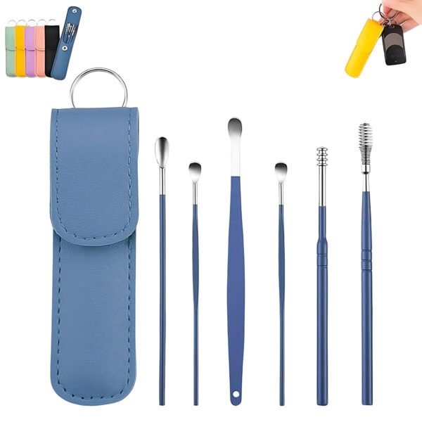 Kit Limpieza Oidos Cerumen Acero Estuche 6 Piezas x 3 Pack de Limpieza