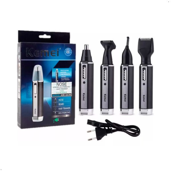 Rasuradora Afeitador Nasal Eléctrica Recargable Kemei KM 6630 Kit 4 En 1