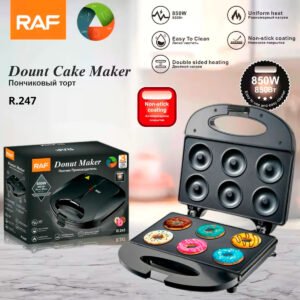 Máquina Mini Donas Antiadherente Raf R.247 850w 6 Donas Negro