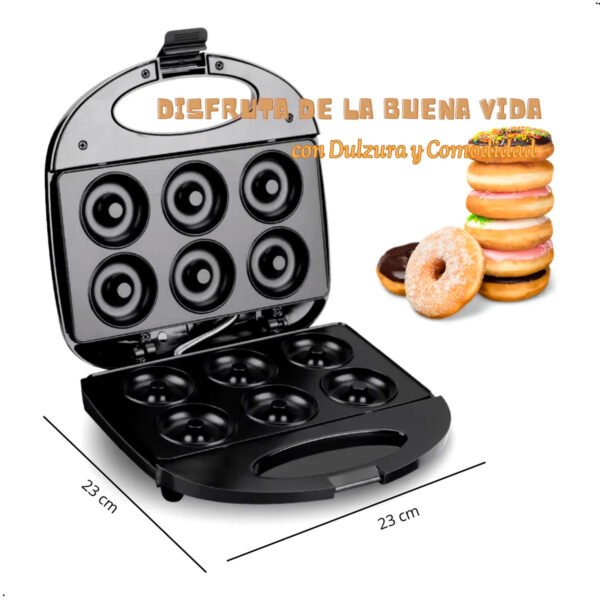 Máquina Para Hacer Donas R247, 6 Donas De 5cm (7) Máquina Mini Donas Antiadherente Raf R.247 850w 6 Donas Negro