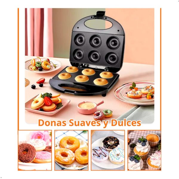 Máquina Para Hacer Donas R247, 6 Donas De 5cm (8) Máquina Mini Donas Antiadherente Raf R.247 850w 6 Donas Negro
