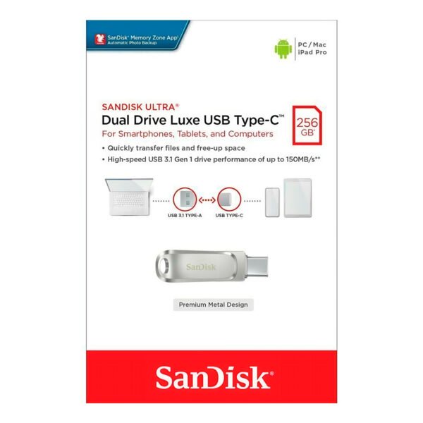 Sandisk Memoria Ultra Dual Drive Otg Tipo C Usb 3.1 256 gb