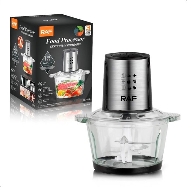 Procesador Eléctrico De Alimentos Raf R7018 800w Bowl Vidrio 2 Litros